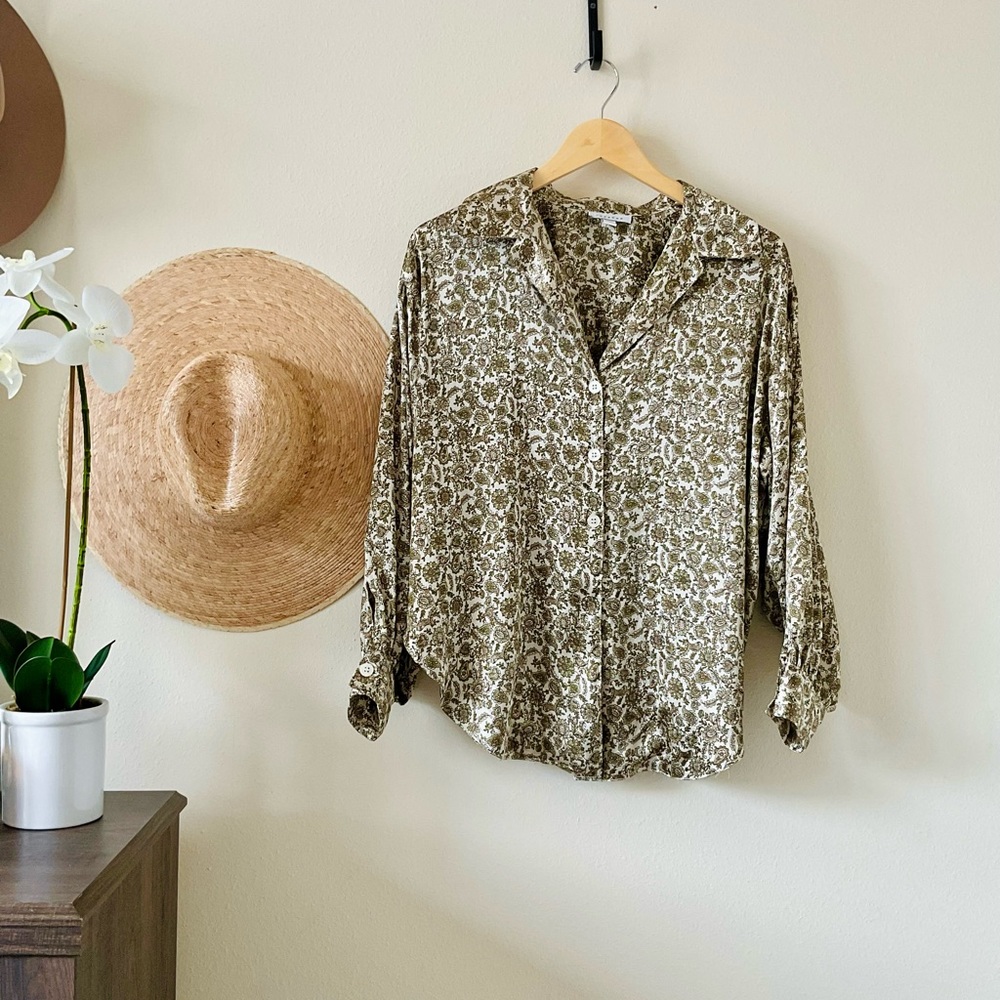 TopShop | Silk Floral Button Down Tie Blouse | Size: 8